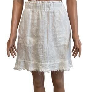 ForCynthia small raw hem linen pull on skirt pockets SK 3012